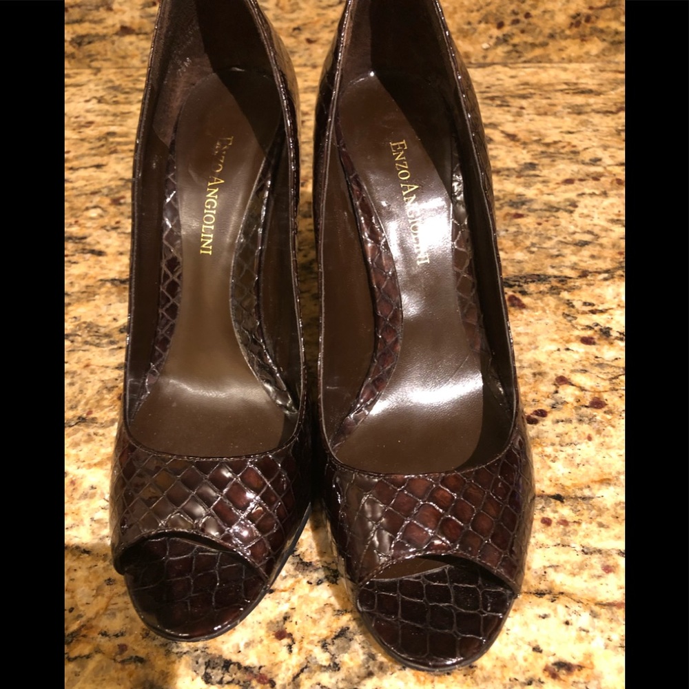 Enzo Angiolini Brown Leather Heels